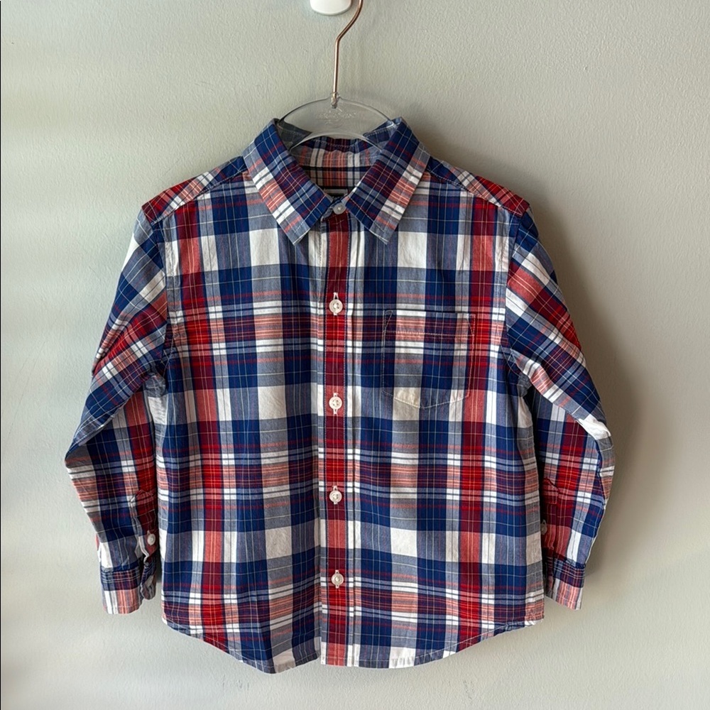 Janie‎ & Jack Cotton Plaid Kids Shirt - Red, Blue, White